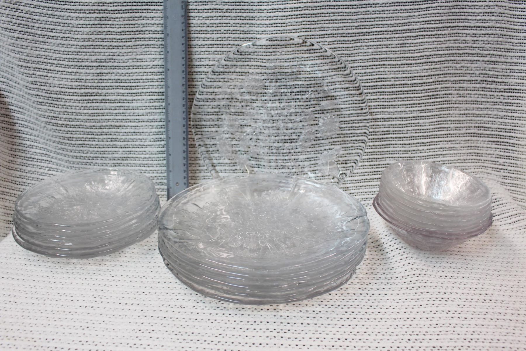 Set of Decorative Glass Plates and Bowls