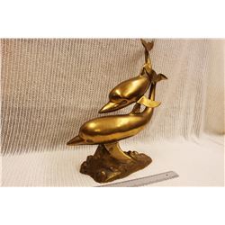 Metal Dolphin Statue (18")