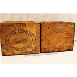 (2) Wooden Vintage Canadian Butter Crates