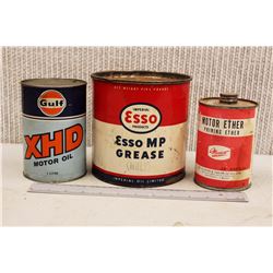 Esso Grease Tin, Gulf XHD Motor Oil and Macco Motor Oil