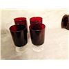 Image 3 : Ruby Red Glassware (7) W/ Etched Vases