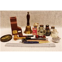 Box of Vintage Misc (Fountain Pens, Glass Jars, Pipes)