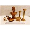 Image 1 : Misc Vintage Decor (Candlesticks, King George VI Bust, Tin Violin, etc)