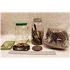 Image 1 : Lot of Misc (Hats, Glass Jars, Watches, Harris Metal Paperweight)