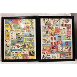Framed Dog and Bird Prints (24.5"x 34.5")
