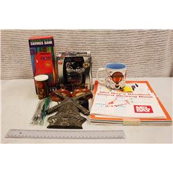 Box of Vintage Misc (Canada Post Savings Bank, Piano Books, Decor)