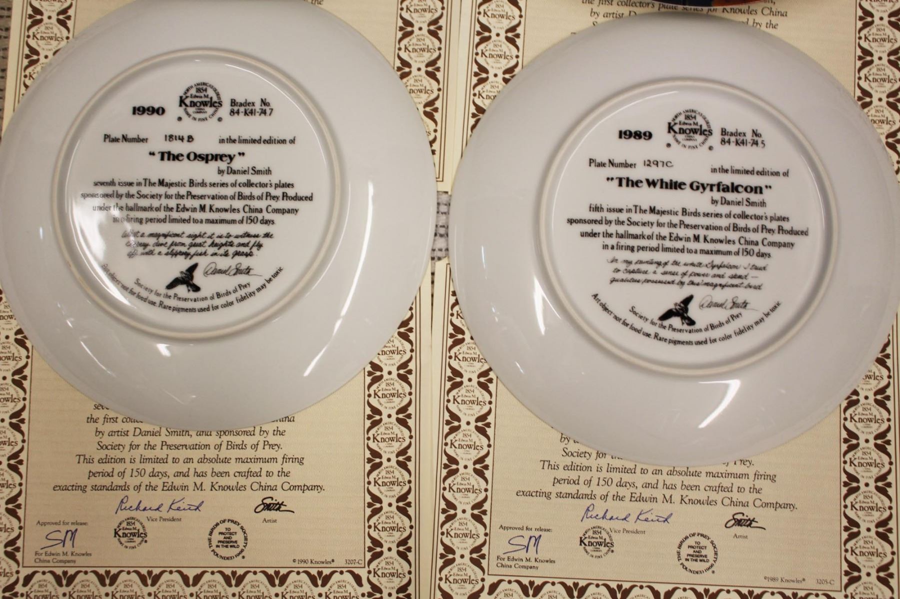 Edwin M Knowles China Company Collector's Plate Set, The Majestic Birds