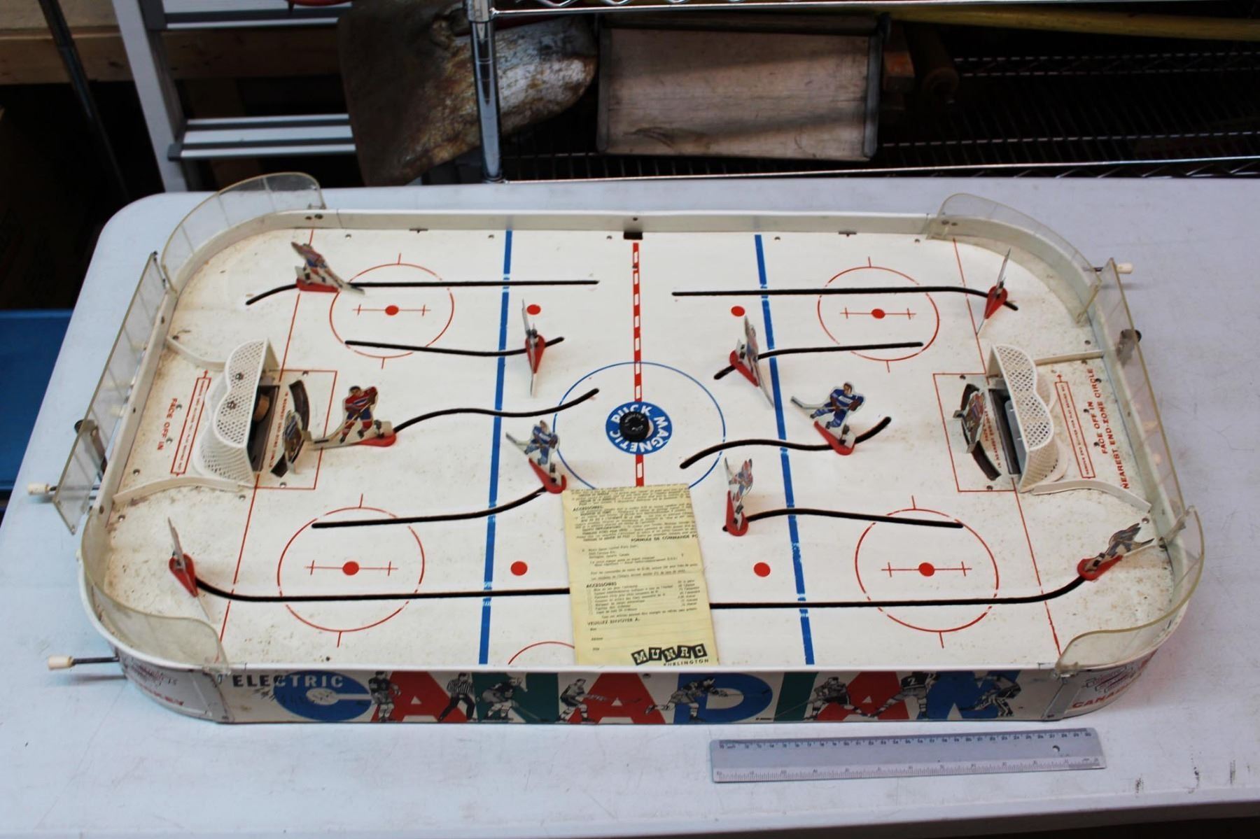 Vintage Canadian Hockey Game, Metal, Includes Puck And Instructions