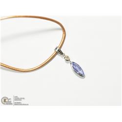 2) 14KT WHITE GOLD TANZANITE & DIAMOND PENDANT ON