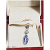 Image 2 : 2) 14KT WHITE GOLD TANZANITE & DIAMOND PENDANT ON