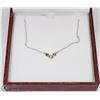 Image 1 : 15) 10-14KT WHITE GOLD 3 DIAMOND NECKLACE