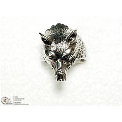 27) STAINLESS STEEL WOLF DESIGN MENS RING