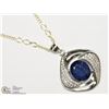 Image 1 : 33) SILVER SAPPHIRE & CUBIC ZIRCONIA NECKLACE