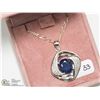 Image 2 : 33) SILVER SAPPHIRE & CUBIC ZIRCONIA NECKLACE