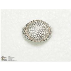 34) SILVER CUBIC ZIRCONIA MENS RING