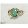 Image 1 : 35) SILVER EMERALD AND CUBIC ZIRCONIA RING