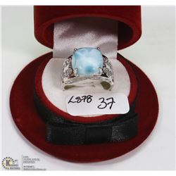 37) SILVER LARGE LARIMAR RING