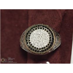 41) SILVER CUBIC ZIRCONIA MENS RING