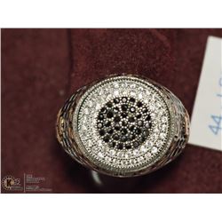 44) SILVER CUBIC ZIRCONIA MENS RING