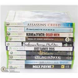 BUNDLE OF 10 XBOX-360 GAMES - HOUSEHOLD