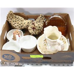 GLASS AMBER BASKET, BEADED PURSE (GLO BELLE) BLUE