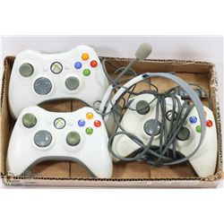 LOT OF 3 XBOX CONTROLLERS & HEADSET