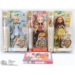 EVER AFTER HIGH DOLLS INCL APPLE WHITE, ROSABELLA,