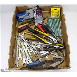 ESTATE FLAT OF TOOLS INCL WRENCHES, CHANNEL LOCKS,