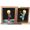 Image 1 : SET OF 2 VELVET PAINTINGS INCL. BOY AND GIRL WOOD