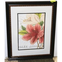 LARGE FRAMED PRINT OF LILIES.