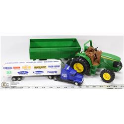 DIE CAST SEMI TRUCK & TRAILER WITH JOHN DEER