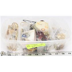 SMALL TOTE WITH ASSORTED JEWELRY ETC