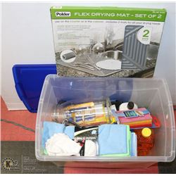 TOTE FULL OF CLEANING SUPPLIES