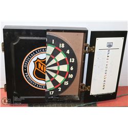 NHL DARTBOARD CABINET WITH DARTBOARD AND DARTS