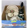 Image 1 : BOX WITH TUDOR ROSE CHINA, DECANTERS AND MORE