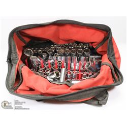 MILWAUKEE BAG WITH ASSORTED SOCKETS, EXTENSIONS