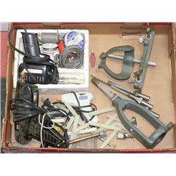LOT OF GLUE GUNS , MAKITA GUIDES AND MORE