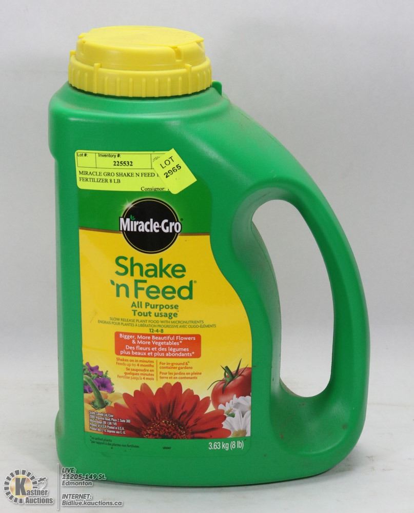 MIRACLE GRO SHAKE N FEED 1248 FERTILIZER 8 LB Kastner Auctions