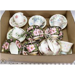 10 VINTAGE TEA CUPS & SAUCERS