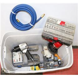 BIN WITH INCOMPLETE DREMEL SET, HAMMER TYPE STAPLE