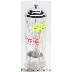 VINTAGE GLASS COCA-COLA STRAW HOLDER