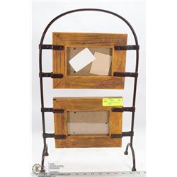 METAL & RUSTIC WOOD DOUBLE PICTURE FRAME