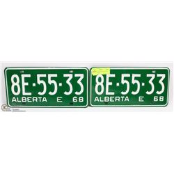 MATCHING SET OF 1968 ALBERTA LICENSE PLATES