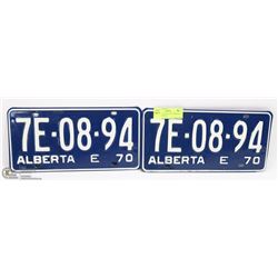 MATCHING SET OF 1970 ALBERTA LICENSE PLATES