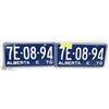 Image 1 : MATCHING SET OF 1970 ALBERTA LICENSE PLATES
