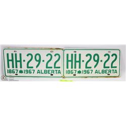 MATCHING SET OF 1867-1967 ALBERTA LICENSE PLATES