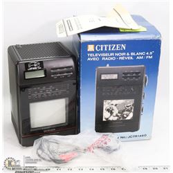 VINTAGE CITIZEN PORTABLE 4.5 TV WITH AM/FM