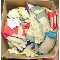 BOX OF ASSORTED LEATHER & CLOTH WORK & TRADE