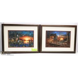 PAIR OF RUSTIC CABIN SCENE FRAMED PICTURES