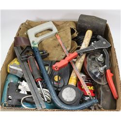 FLAT OF ASSORTED SHOP TOOLS & SUPPLIES